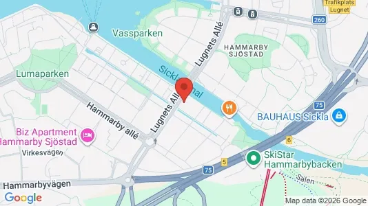 Lägenheter att hyra i Hammarbyhamnen - kort over placeringen
