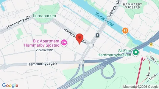 Lägenheter att hyra i Hammarbyhamnen - kort over placeringen