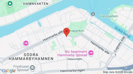Lägenheter att hyra i Hammarbyhamnen - kort over placeringen