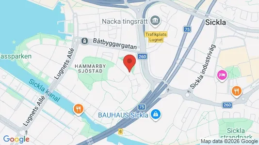 Lägenheter att hyra i Hammarbyhamnen - kort over placeringen