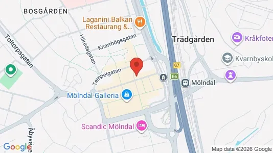 Lägenheter att hyra i Mölndal - kort over placeringen