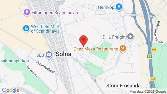 Lägenheter att hyra i Solna - kort over placeringen