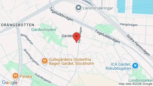 Lägenheter att hyra i Gärdet/Djurgården - kort over placeringen