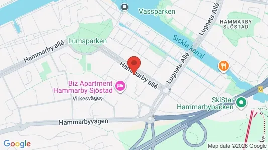 Lägenheter att hyra i Hammarbyhamnen - kort over placeringen