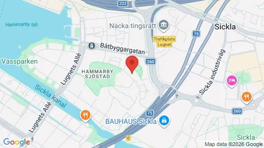 Lägenheter att hyra i Hammarbyhamnen - kort over placeringen