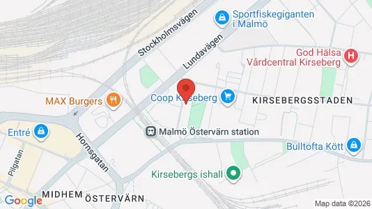 Lägenheter att hyra i Kirseberg - kort over placeringen