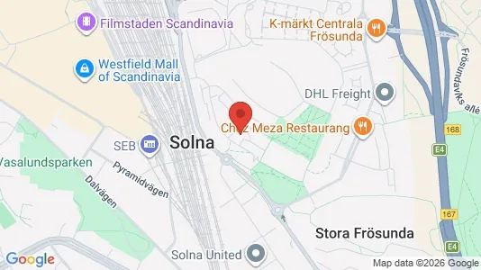 Lägenheter att hyra i Solna - kort over placeringen