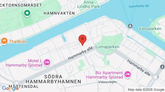 Lägenheter att hyra i Hammarbyhamnen - kort over placeringen