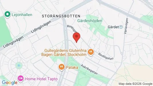 Lägenheter att hyra i Gärdet/Djurgården - kort over placeringen