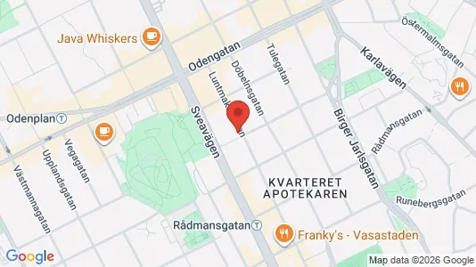Lägenheter att hyra i Vasastan - kort over placeringen
