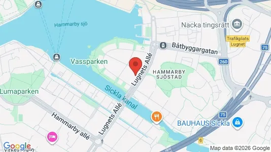 Lägenheter att hyra i Hammarbyhamnen - kort over placeringen