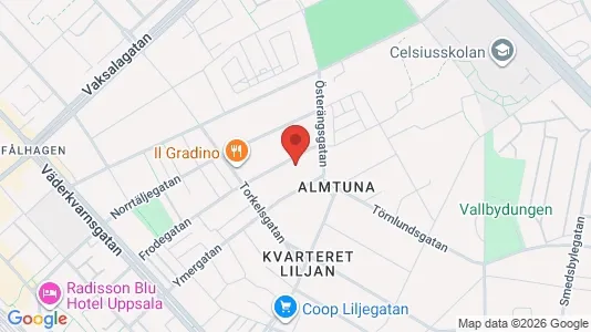 Bostadsrätter till salu i Uppsala - kort over placeringen