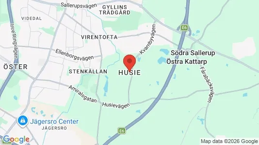 Radhus till salu i Husie - kort over placeringen