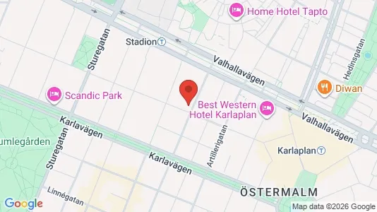 Bostadsrätter till salu i Östermalm - kort over placeringen