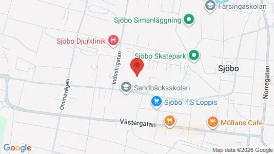 Bostadsrätter till salu i Sjöbo - kort over placeringen