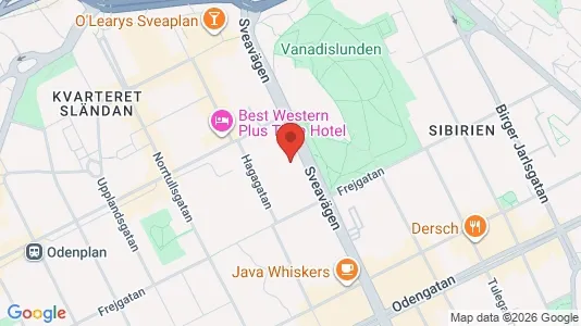 Bostadsrätter till salu i Vasastan - kort over placeringen