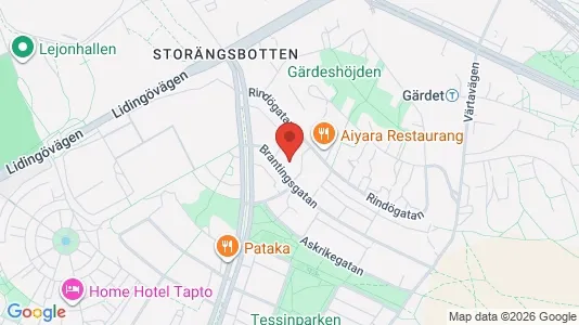 Lägenheter att hyra i Gärdet/Djurgården - kort over placeringen
