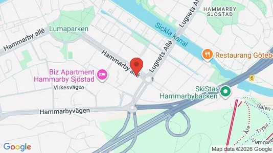 Lägenheter att hyra i Hammarbyhamnen - kort over placeringen