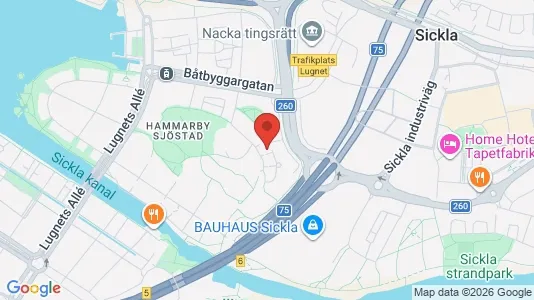 Lägenheter att hyra i Hammarbyhamnen - kort over placeringen