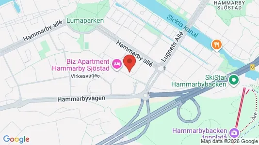 Lägenheter att hyra i Hammarbyhamnen - kort over placeringen