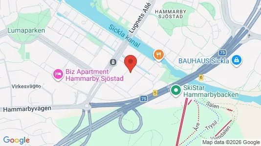 Lägenheter att hyra i Hammarbyhamnen - kort over placeringen