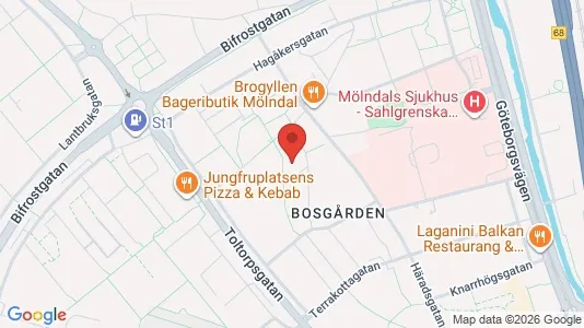 Lägenheter att hyra i Mölndal - kort over placeringen
