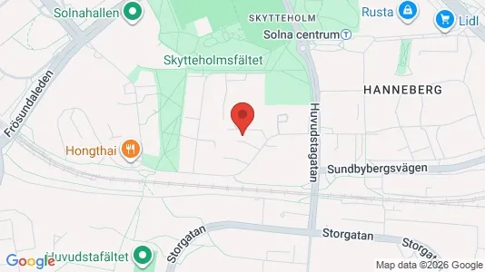 Lägenheter att hyra i Solna - kort over placeringen