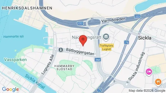 Lägenheter att hyra i Hammarbyhamnen - kort over placeringen