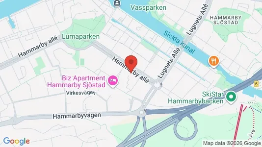 Lägenheter att hyra i Hammarbyhamnen - kort over placeringen