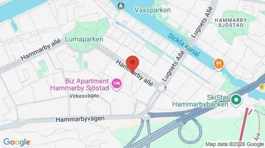 Lägenheter att hyra i Hammarbyhamnen - kort over placeringen