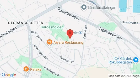 Lägenheter att hyra i Gärdet/Djurgården - kort over placeringen