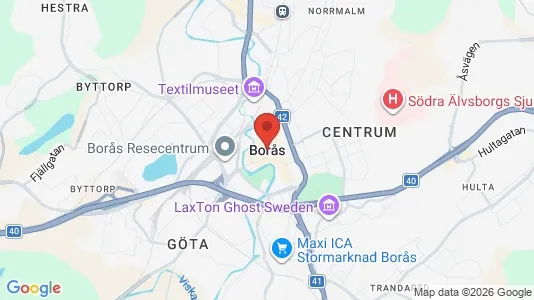 Studentbostäder att hyra i Borås - kort over placeringen