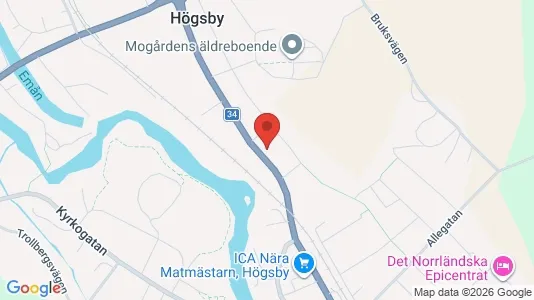 Lägenheter att hyra i Kalmar - kort over placeringen
