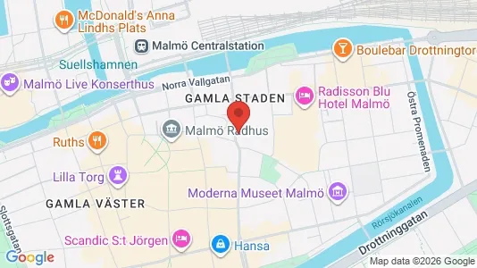 Bostadsrätter till salu i Malmö Centrum - kort over placeringen