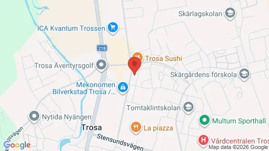 Bostadsrätter till salu i Trosa - kort over placeringen