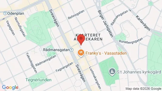 Bostadsrätter till salu i Vasastan - kort over placeringen