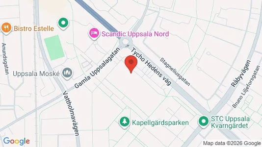 Studentbostäder att hyra i Uppsala - kort over placeringen