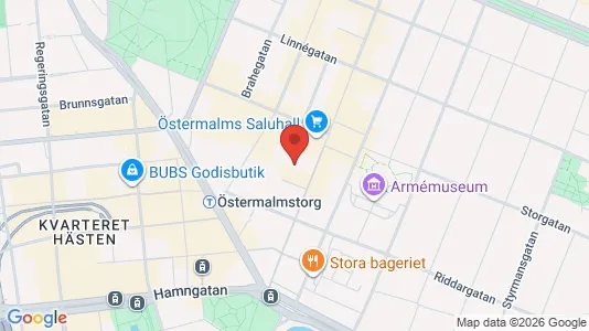 Lägenheter till salu i Östermalm - kort over placeringen