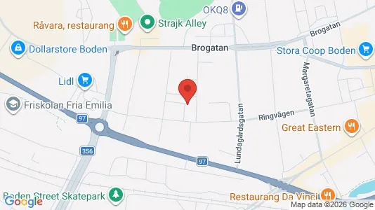 Bostadsrätter till salu i Boden - kort over placeringen