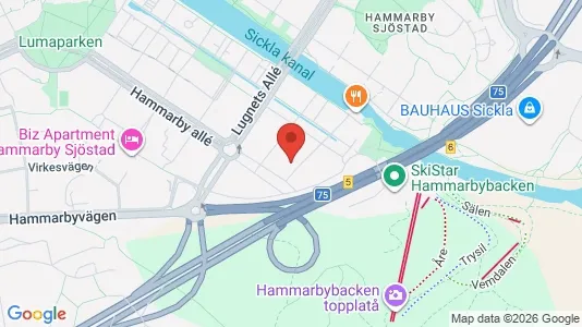 Lägenheter att hyra i Hammarbyhamnen - kort over placeringen