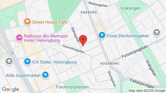 Lägenheter att hyra i Helsingborg - kort over placeringen