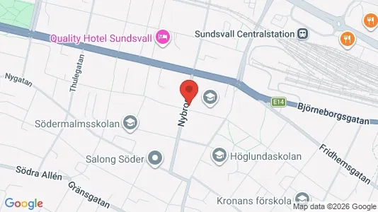 Bostadsrätter till salu i Sundsvall - kort over placeringen