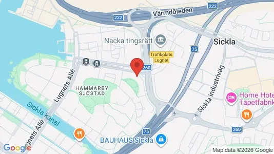 Lägenheter att hyra i Hammarbyhamnen - kort over placeringen