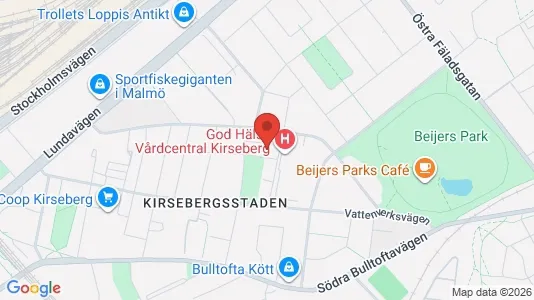 Lägenheter att hyra i Kirseberg - kort over placeringen