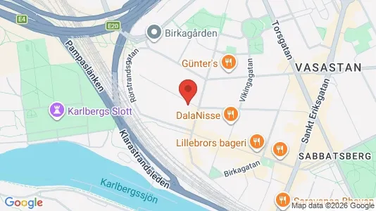 Lägenheter till salu i Vasastan - kort over placeringen