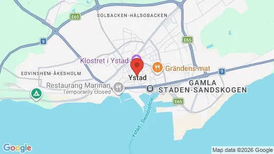 Hus att hyra i Ystad - kort over placeringen