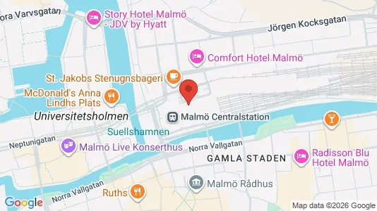 Bostadsrätter till salu i Malmö Centrum - kort over placeringen