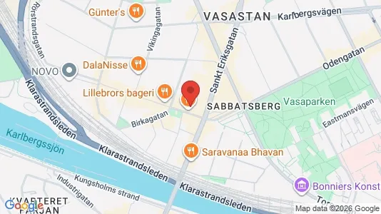 Lägenheter till salu i Vasastan - kort over placeringen