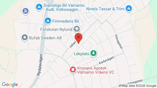 Lägenheter att hyra i Värnamo - kort over placeringen
