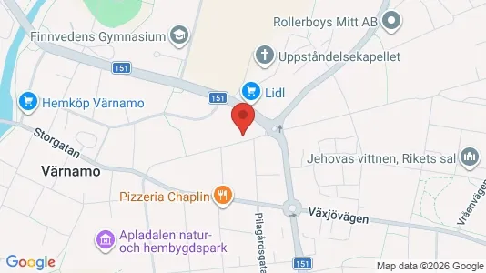 Lägenheter att hyra i Värnamo - kort over placeringen